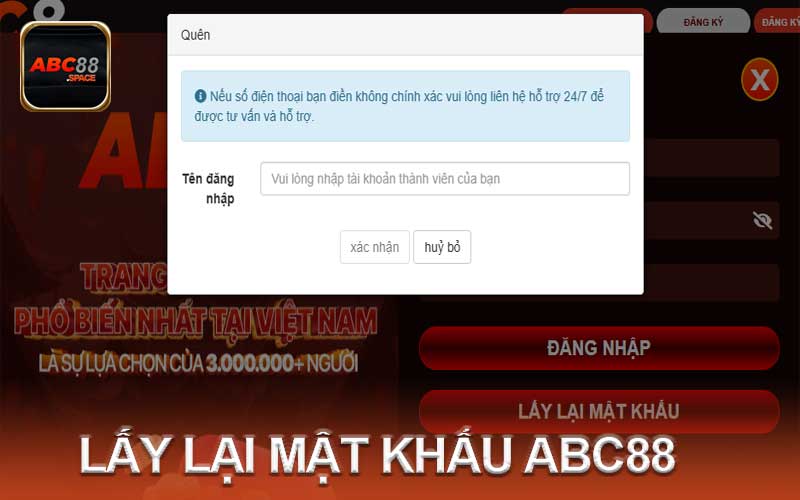 cách lấy lại mật khẩu abc88